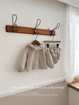 Petit check frill blouse