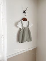 Stripe line suspender suit