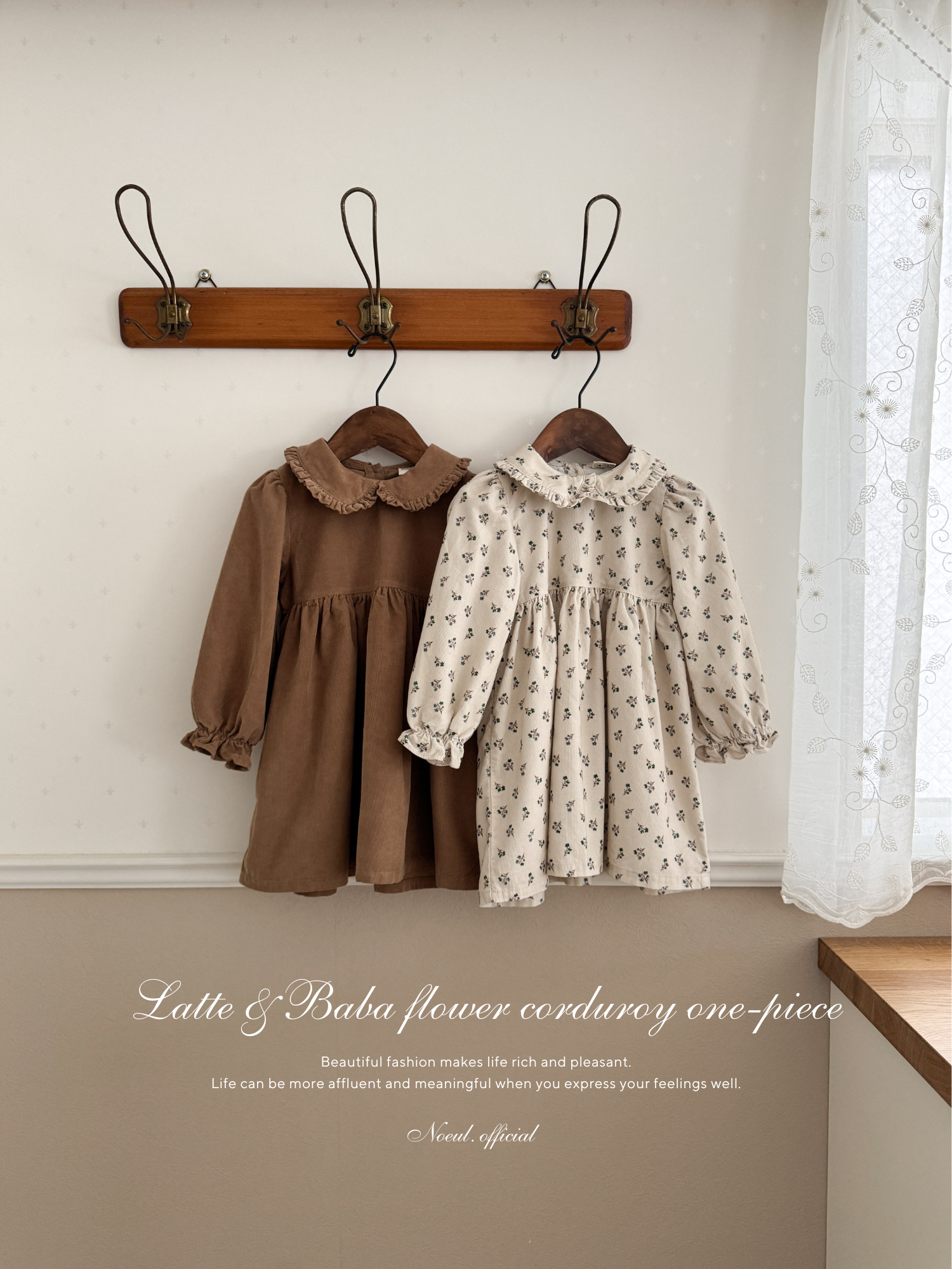 Baba flower corduroy one-piece