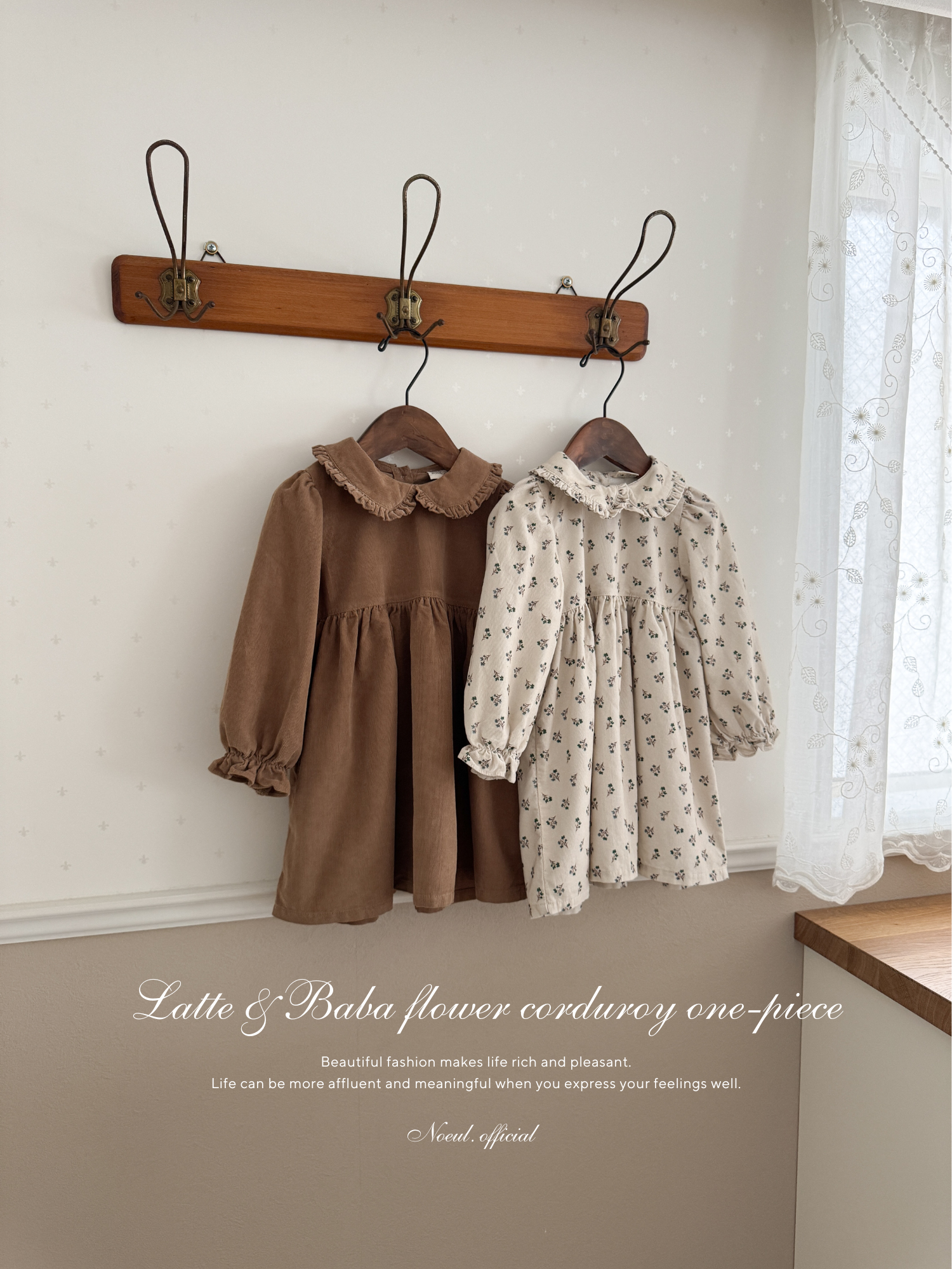 Baba flower corduroy one-piece