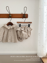 Petit check frill blouse