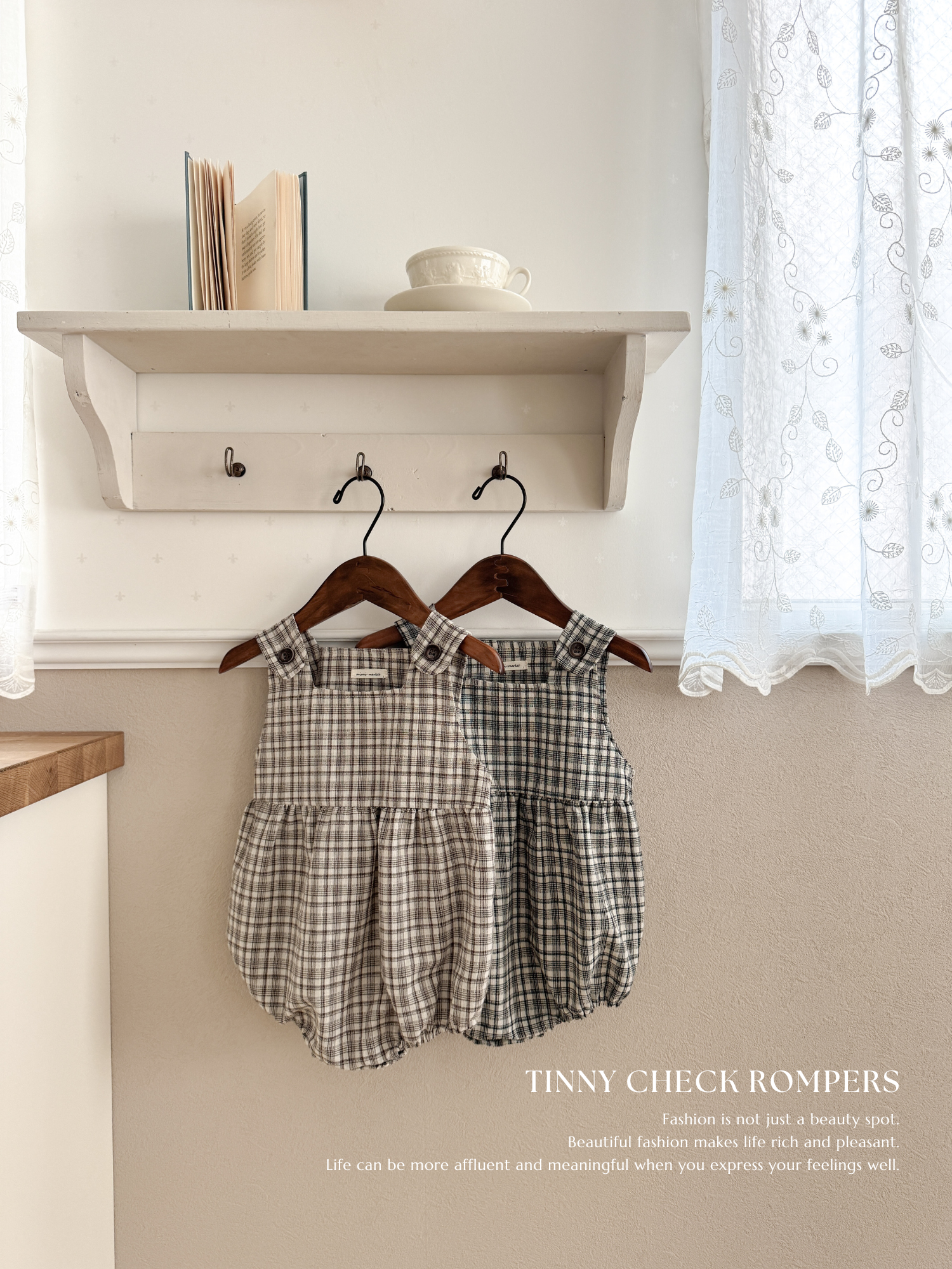 Tinny check rompers