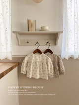 Flower shirring blouse