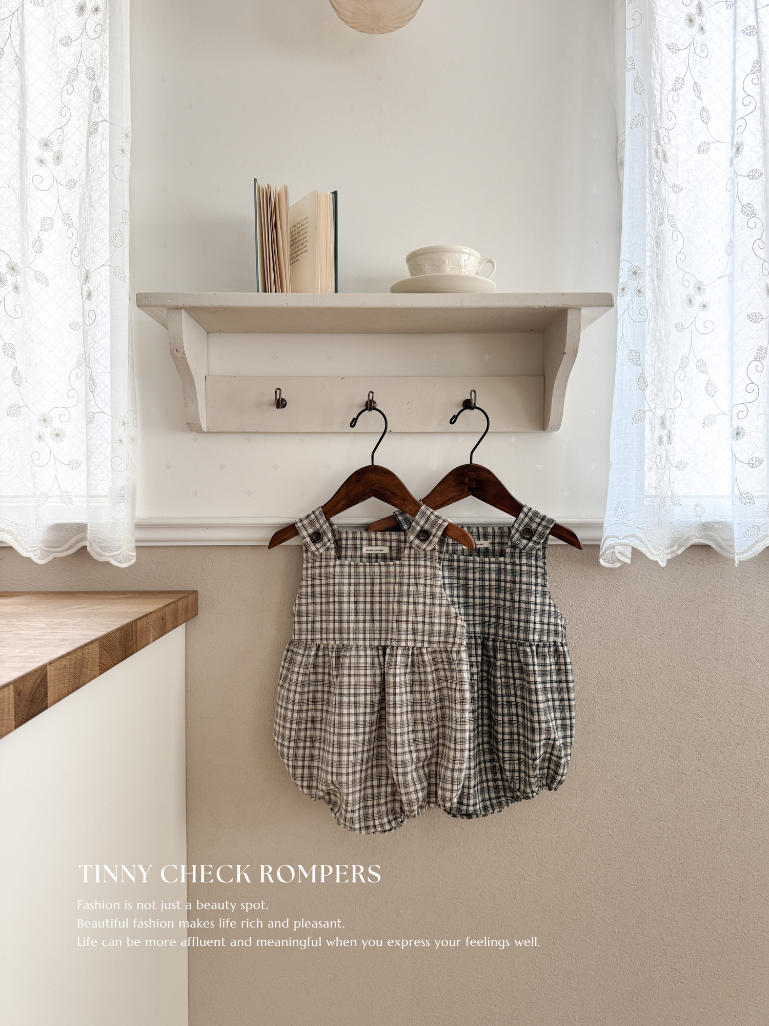 Tinny check rompers