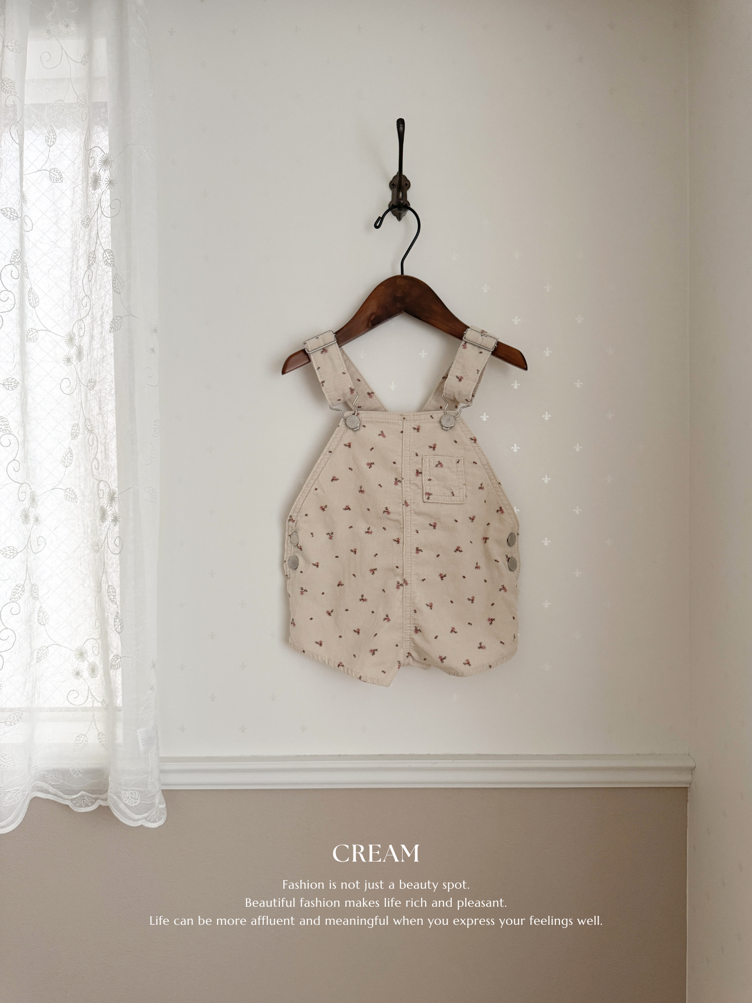 Corduroy berry short overall (flower)