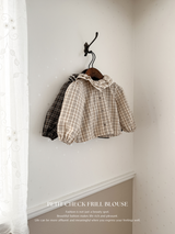 Petit check frill blouse