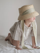 Color ribbon straw hat