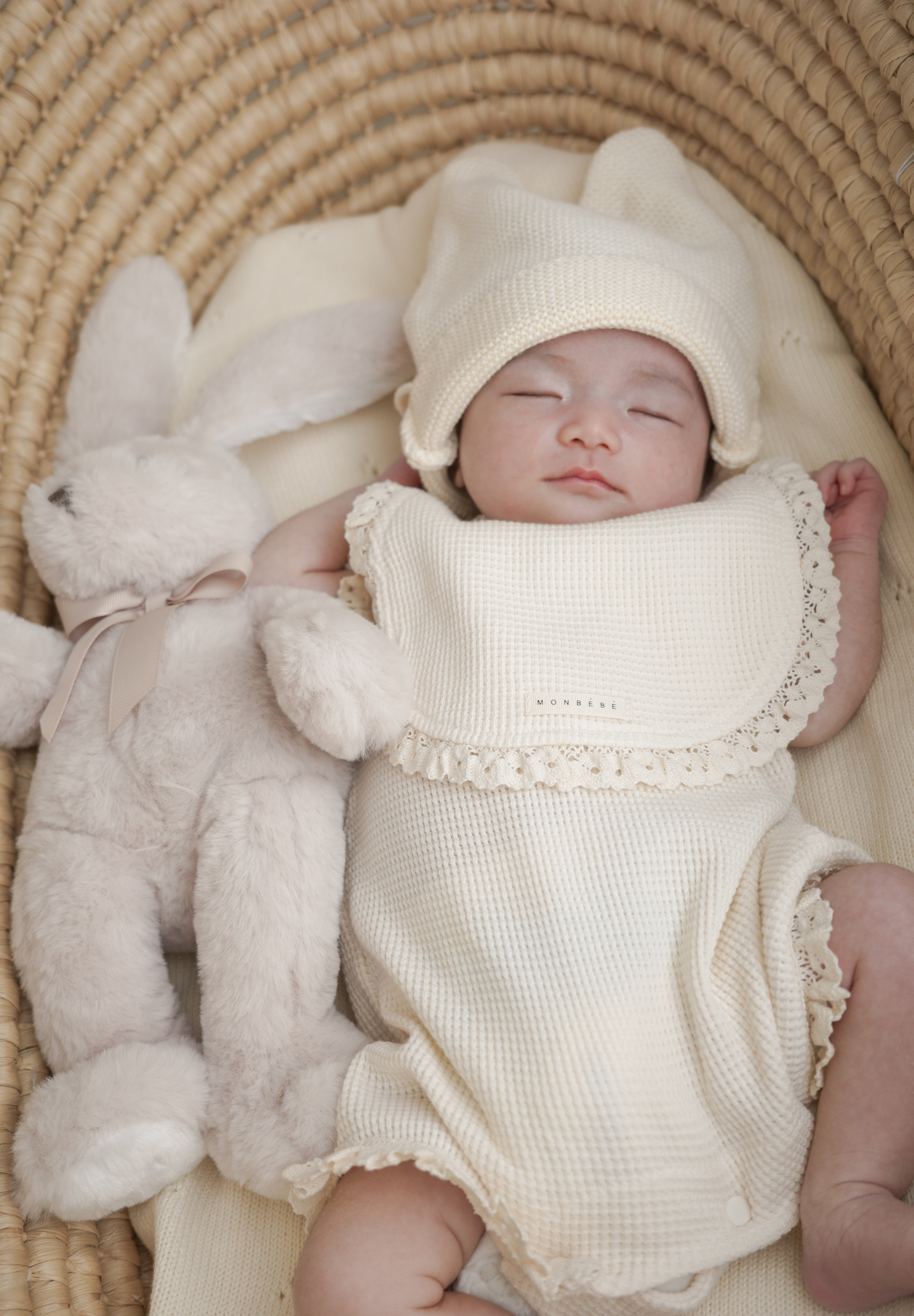 Waffle lace puff rompers