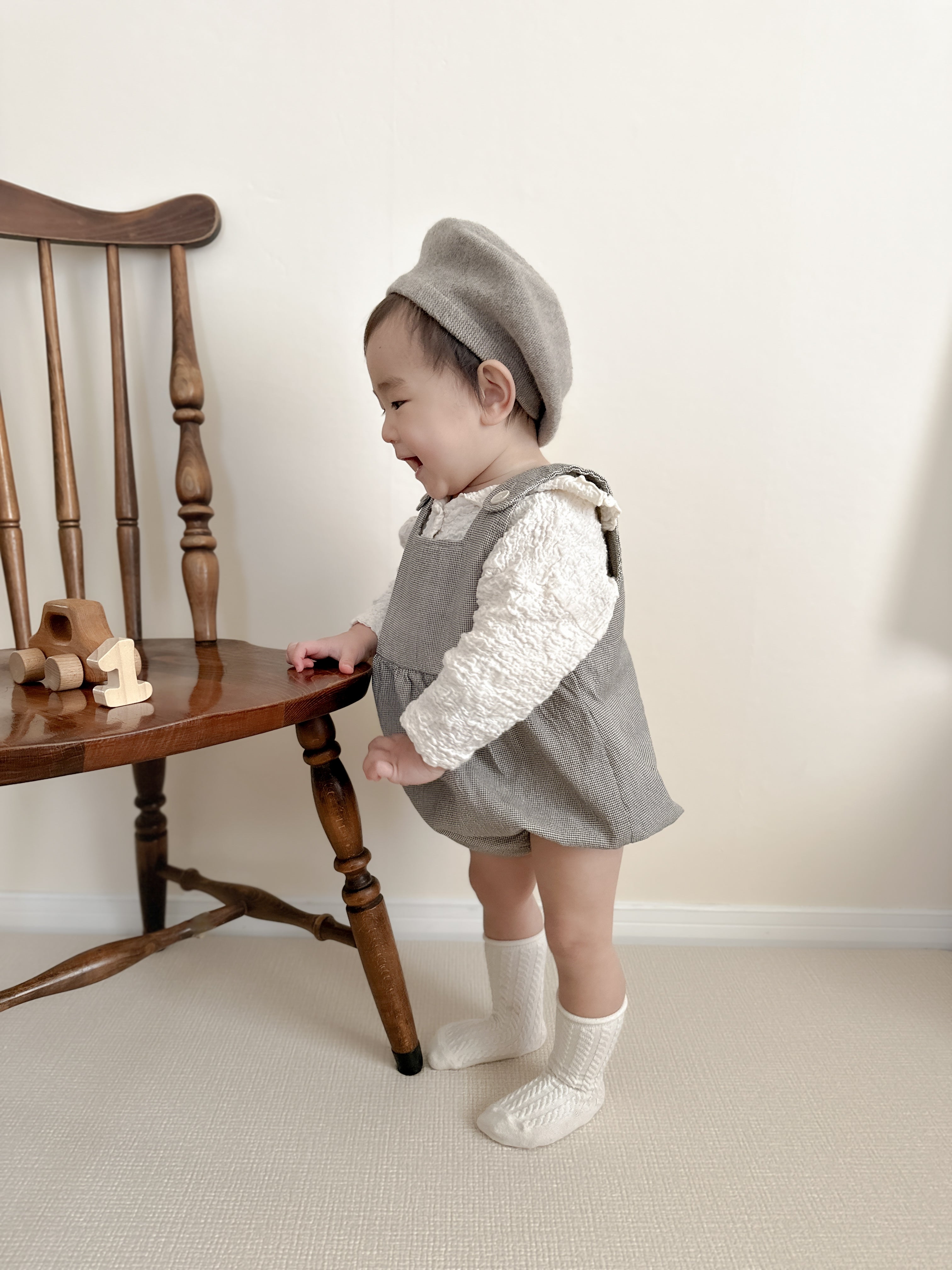 Mini check rompers