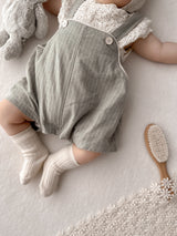Stripe line suspender suit