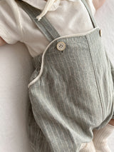 Stripe line suspender suit