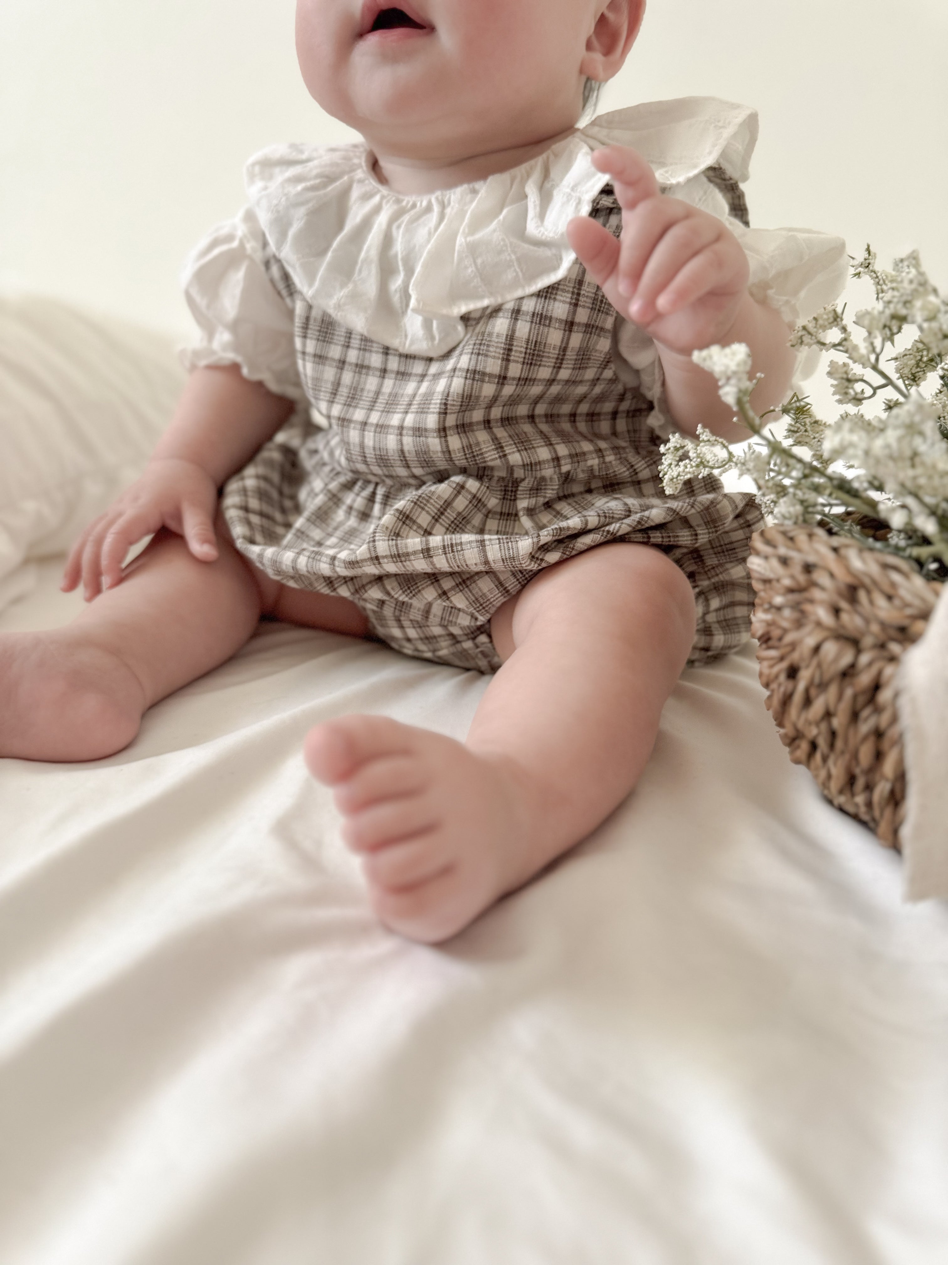 Tinny check rompers