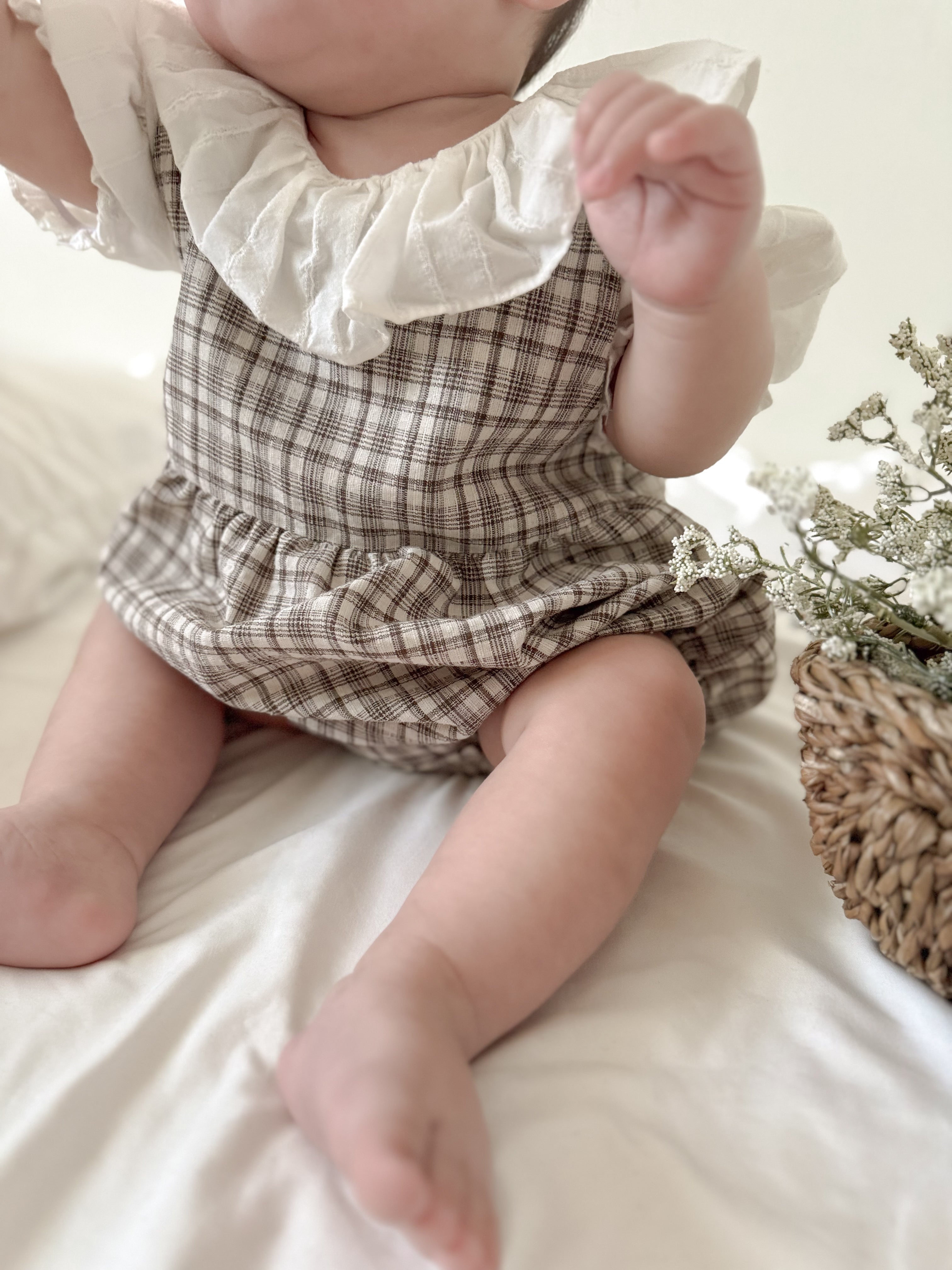 Tinny check rompers
