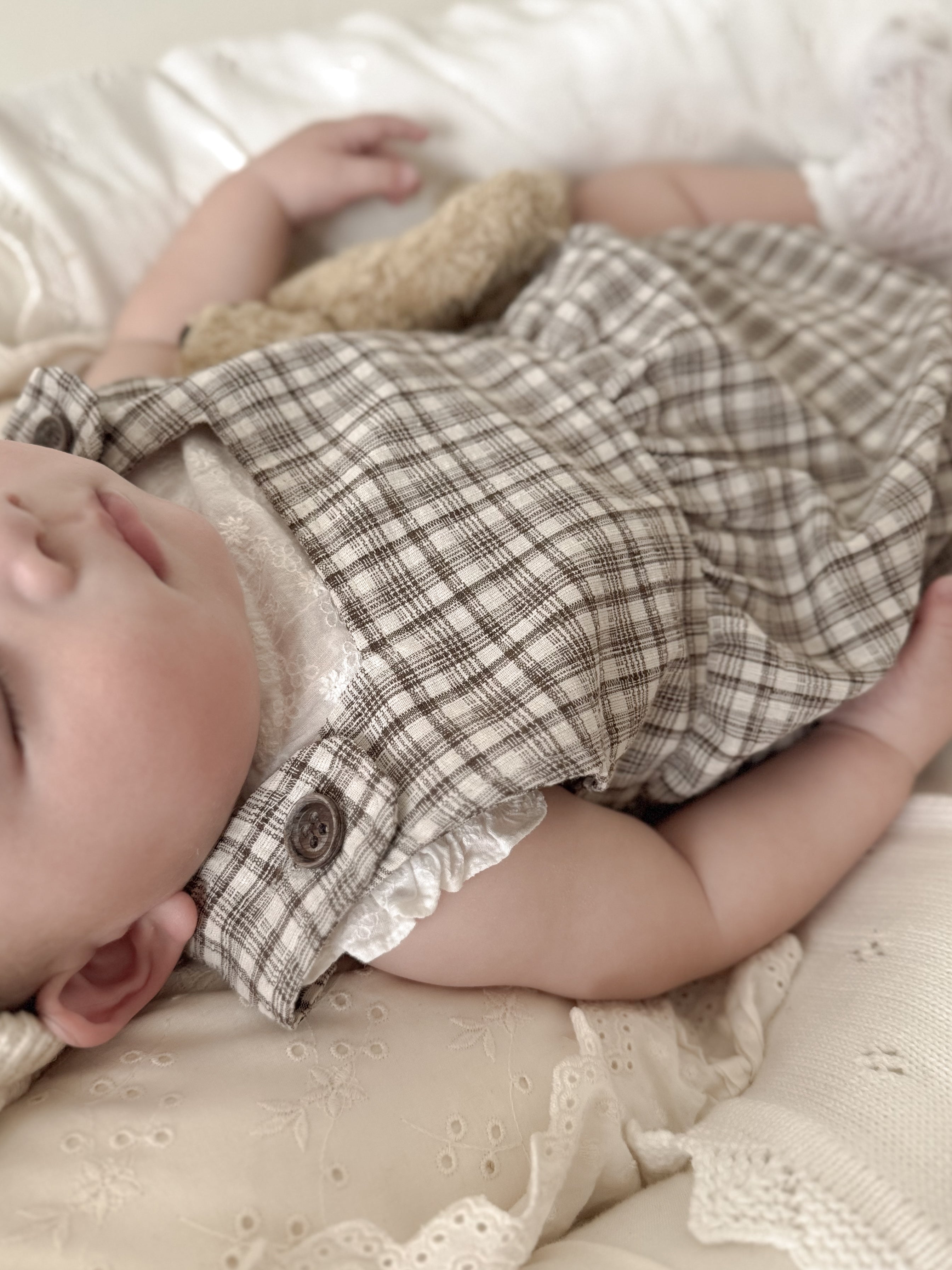 Tinny check rompers