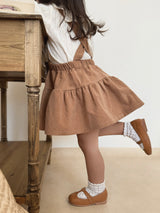Corduroy suspender cancan skirt