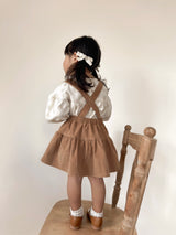 Corduroy suspender cancan skirt