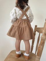 Corduroy suspender cancan skirt