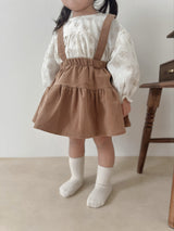 Corduroy suspender cancan skirt