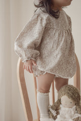 Flower shirring rompers