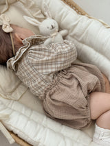 Petit check frill blouse