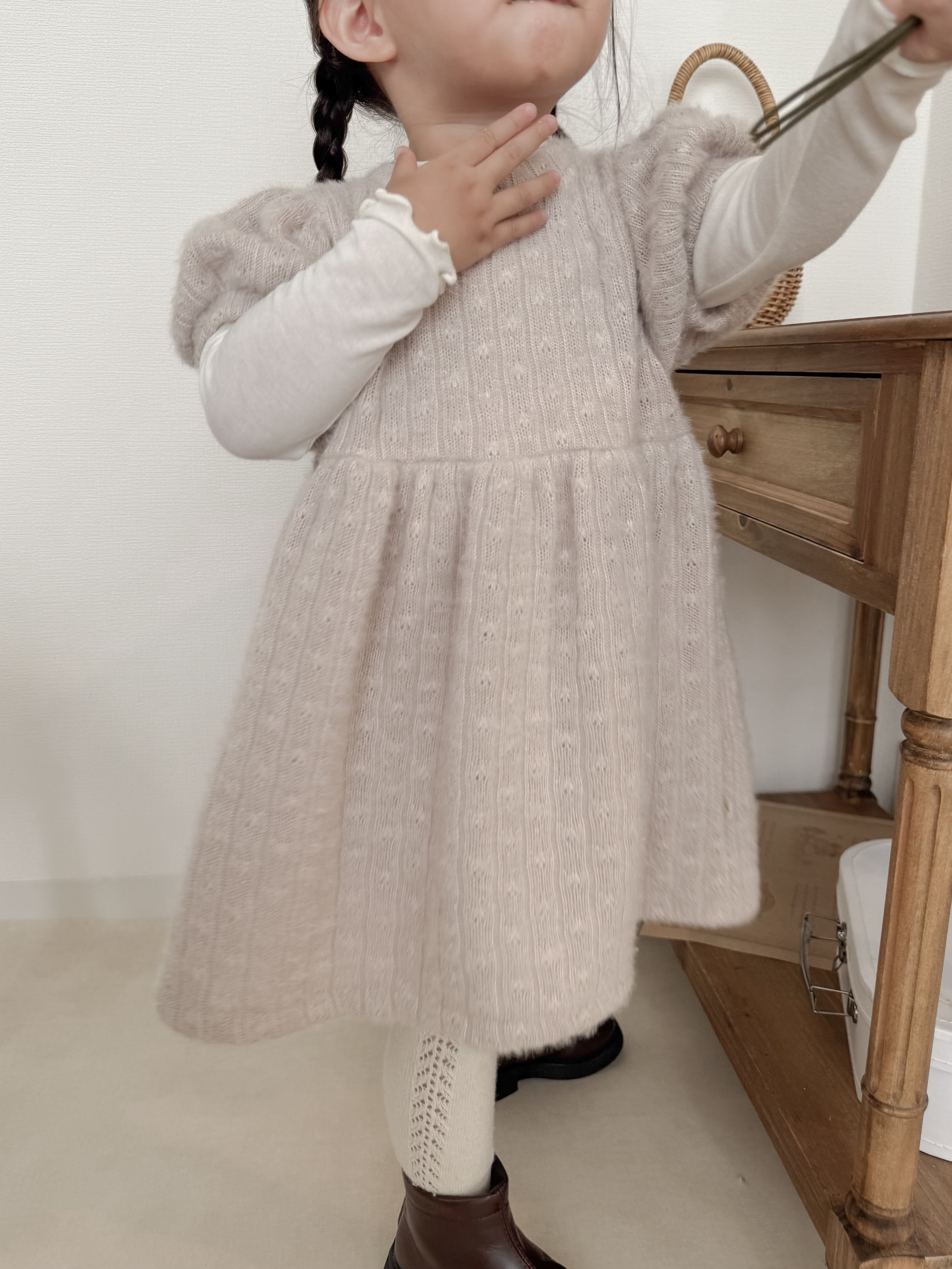 Soft puff knit one-piece