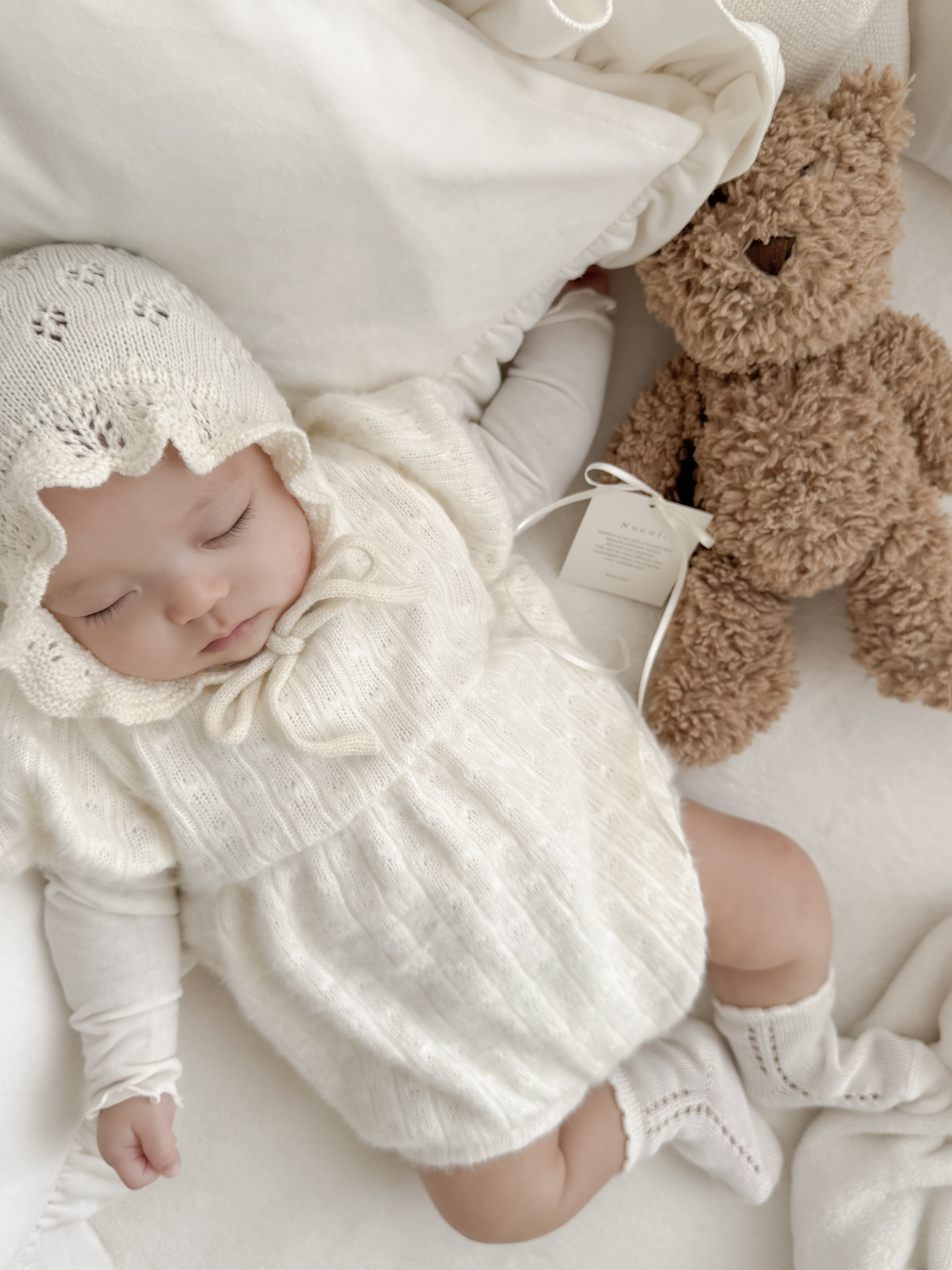 Soft puff knit rompers
