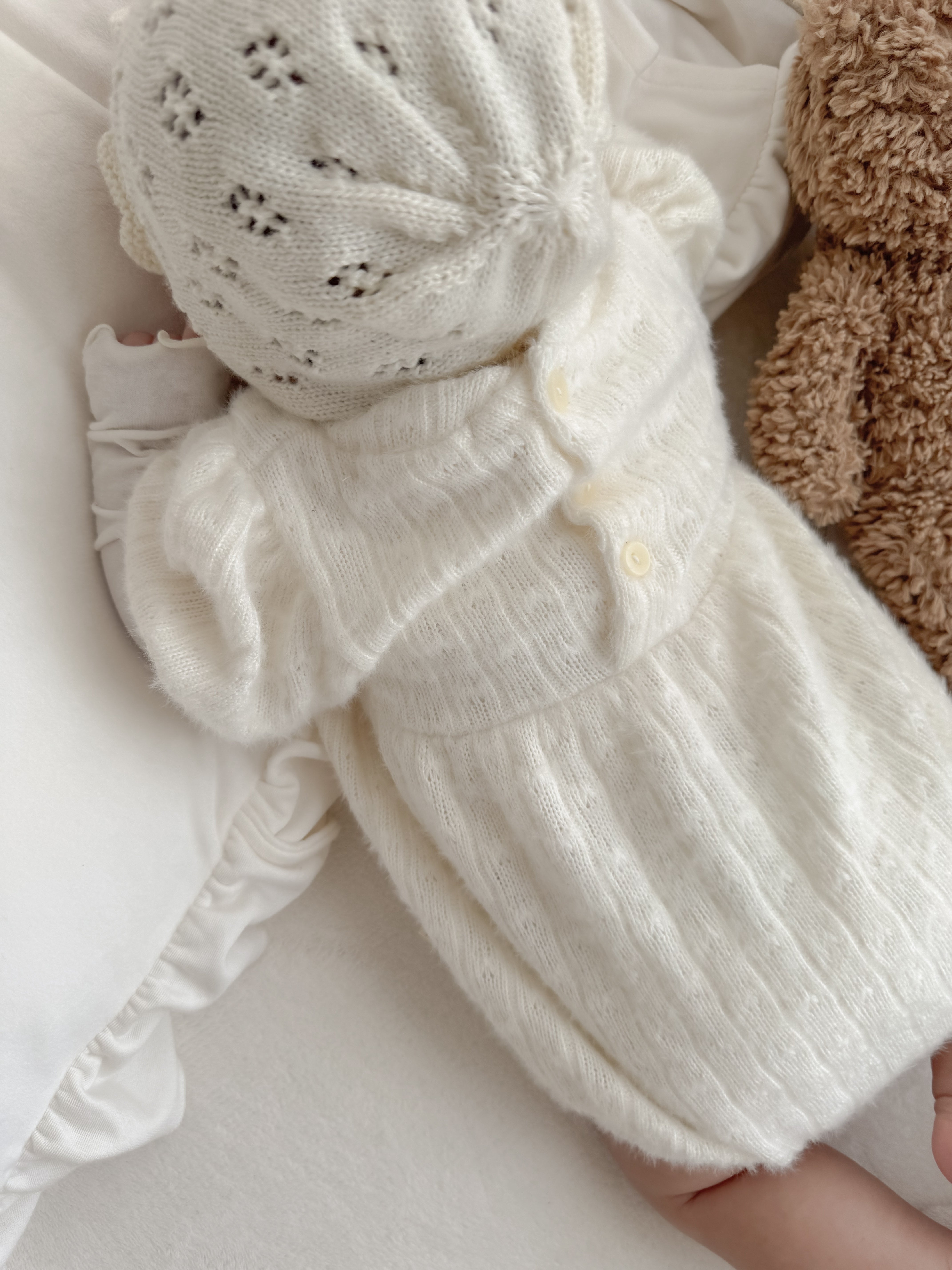 Soft puff knit rompers