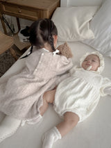 Soft puff knit rompers