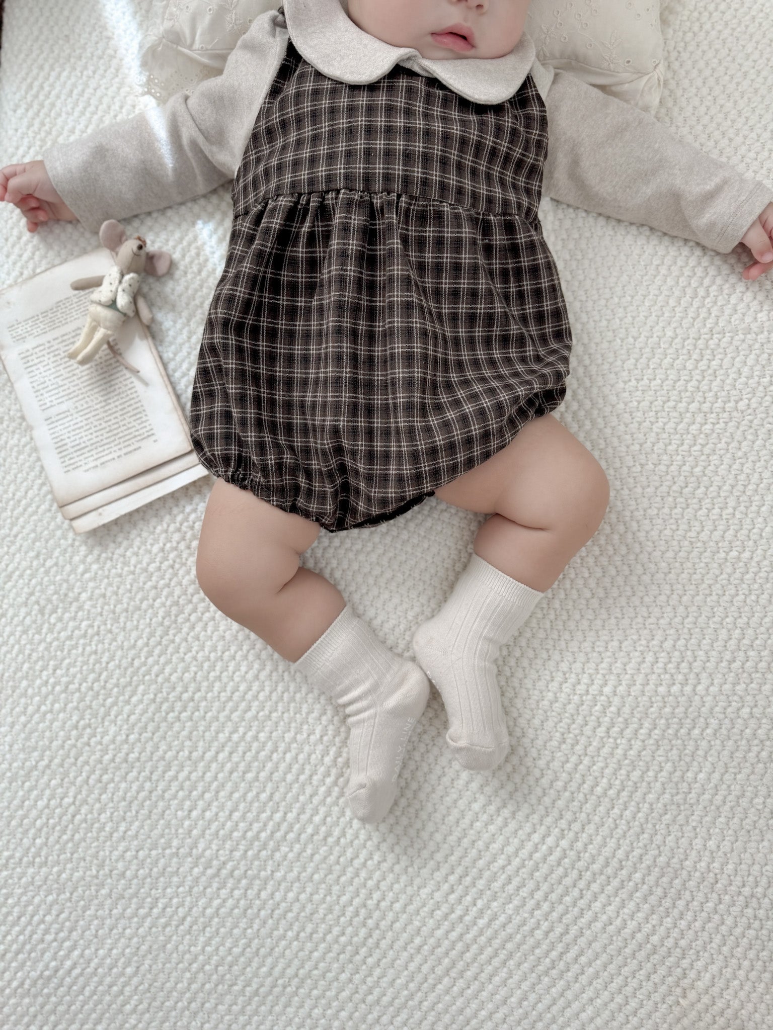Check suspender rompers
