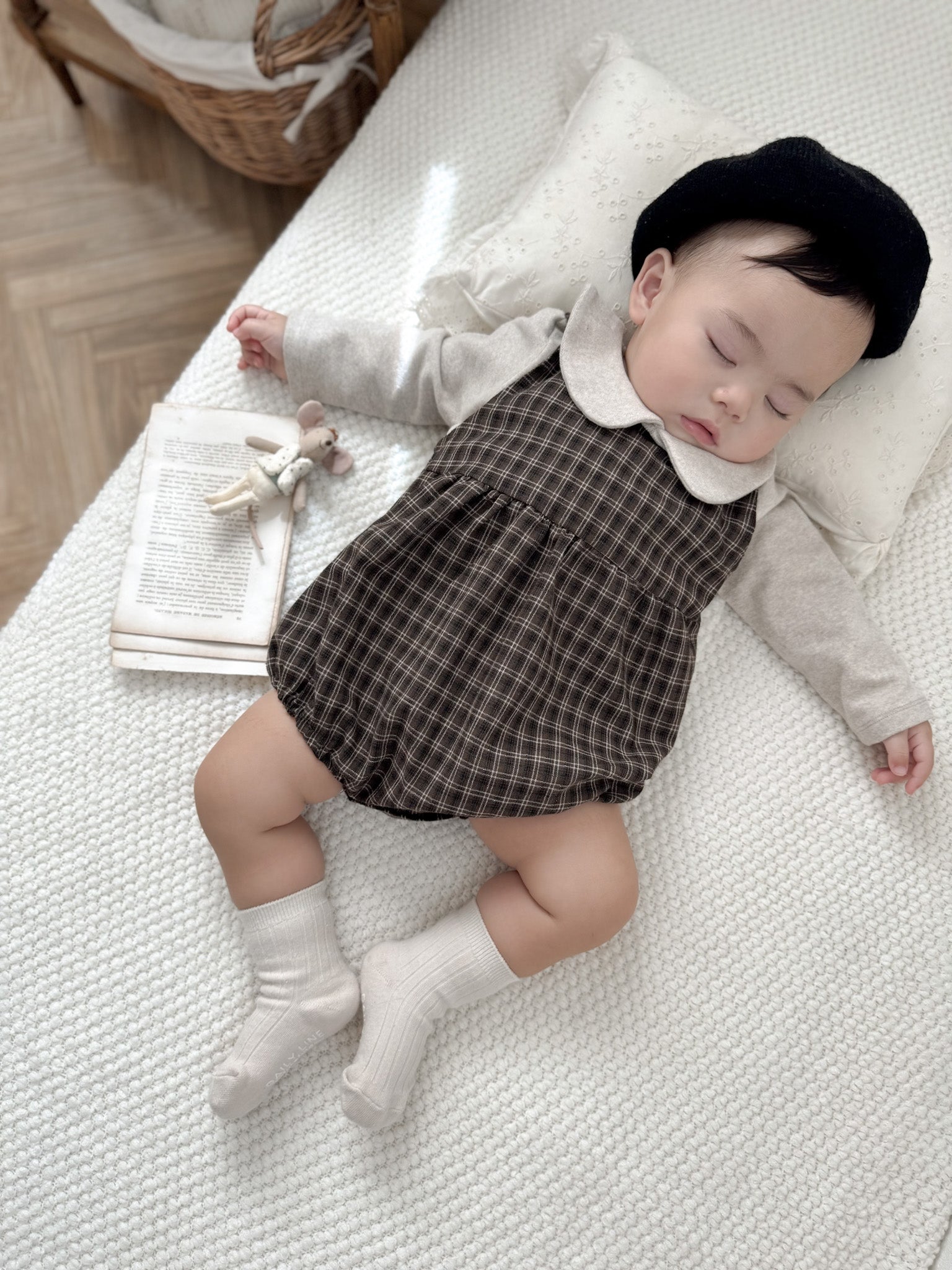 Check suspender rompers