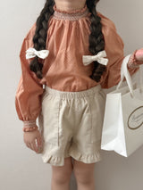 Corduroy frill pants