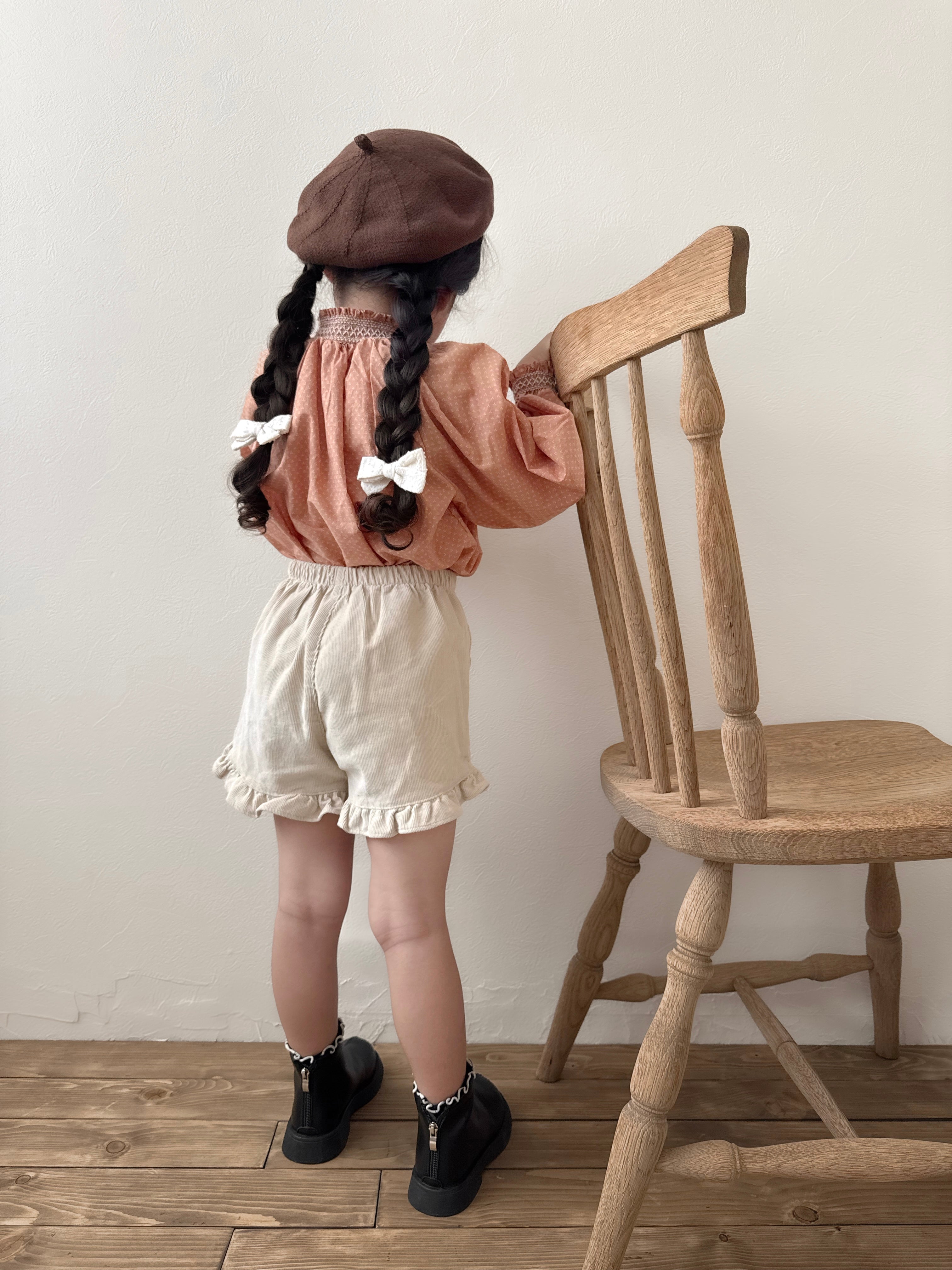 Corduroy frill pants