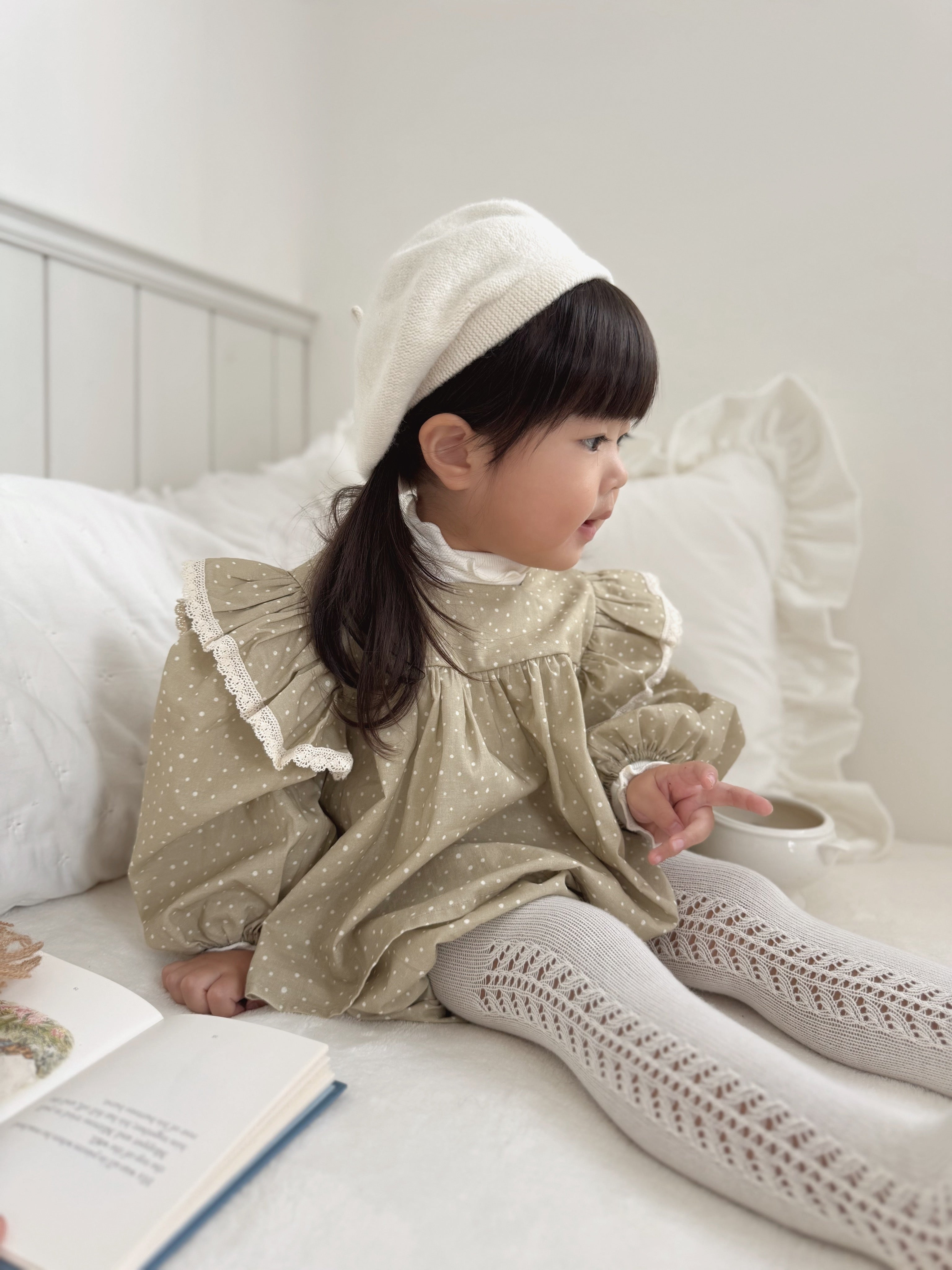 Dot frill blouse & bloomer set