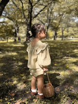 Dot frill blouse & bloomer set