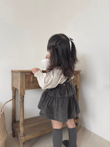 Corduroy suspender cancan skirt