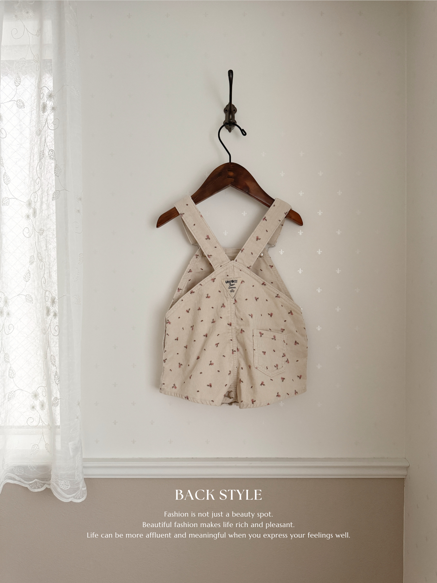 Corduroy berry short overall (flower)