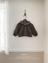Petit check frill blouse