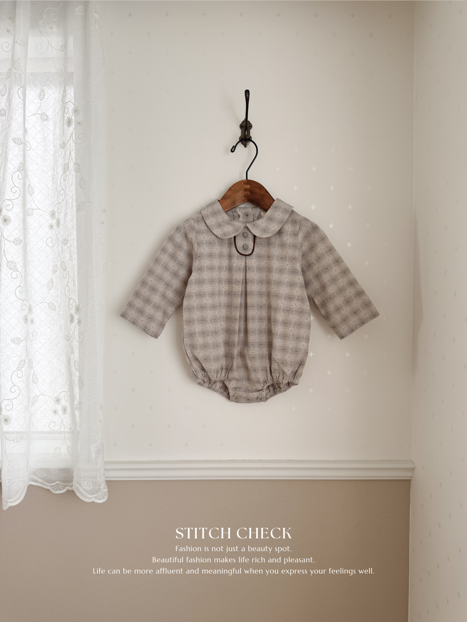 Leandre check rompers