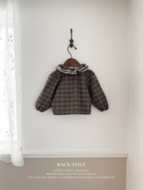 Petit check frill blouse
