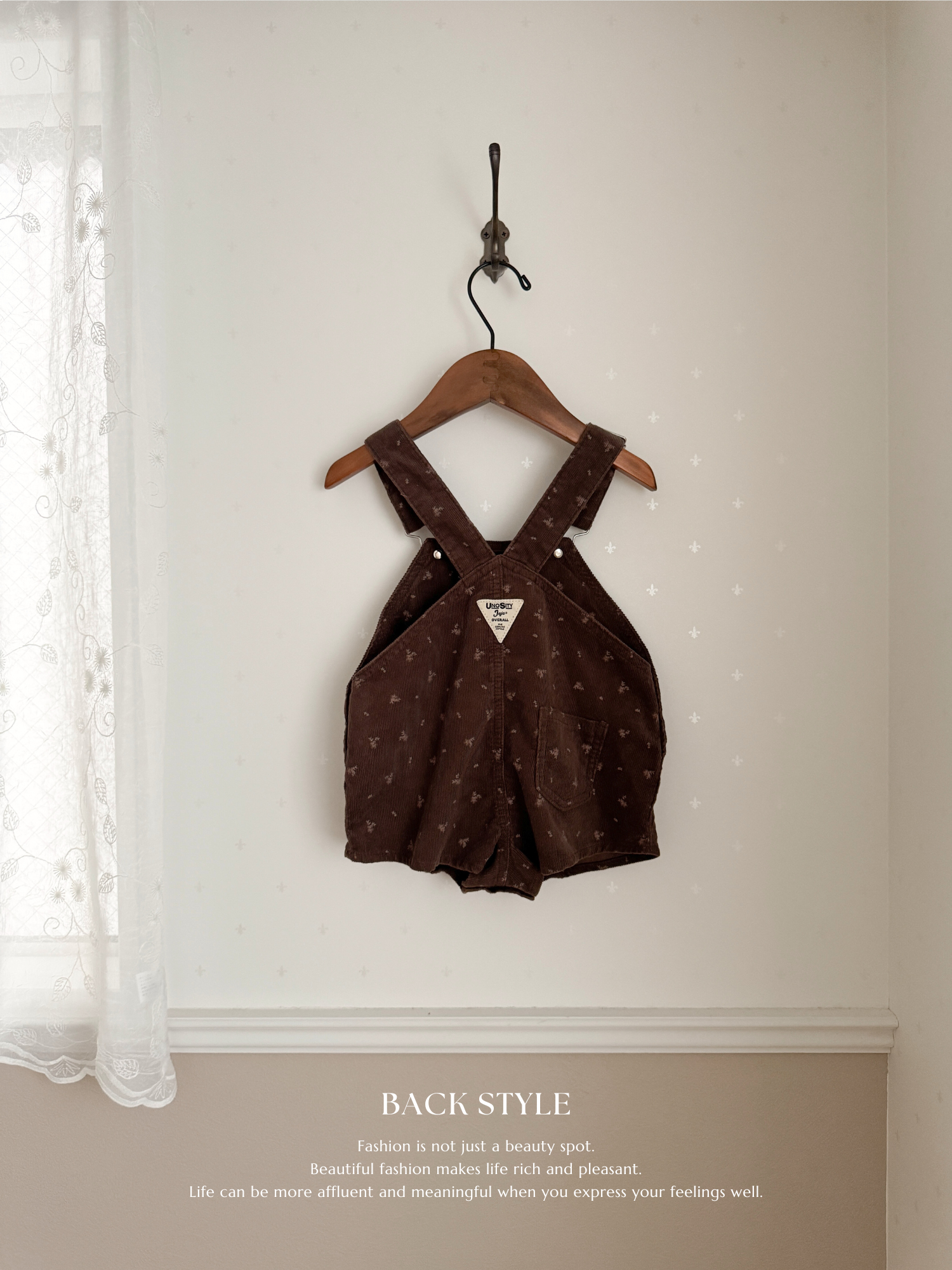 Corduroy berry short overall (flower)