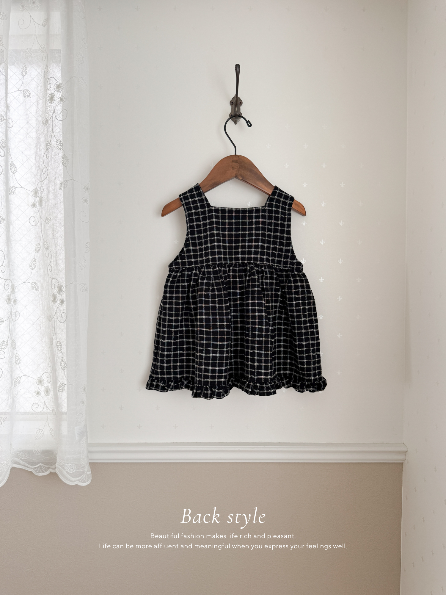 Check frill one-piece