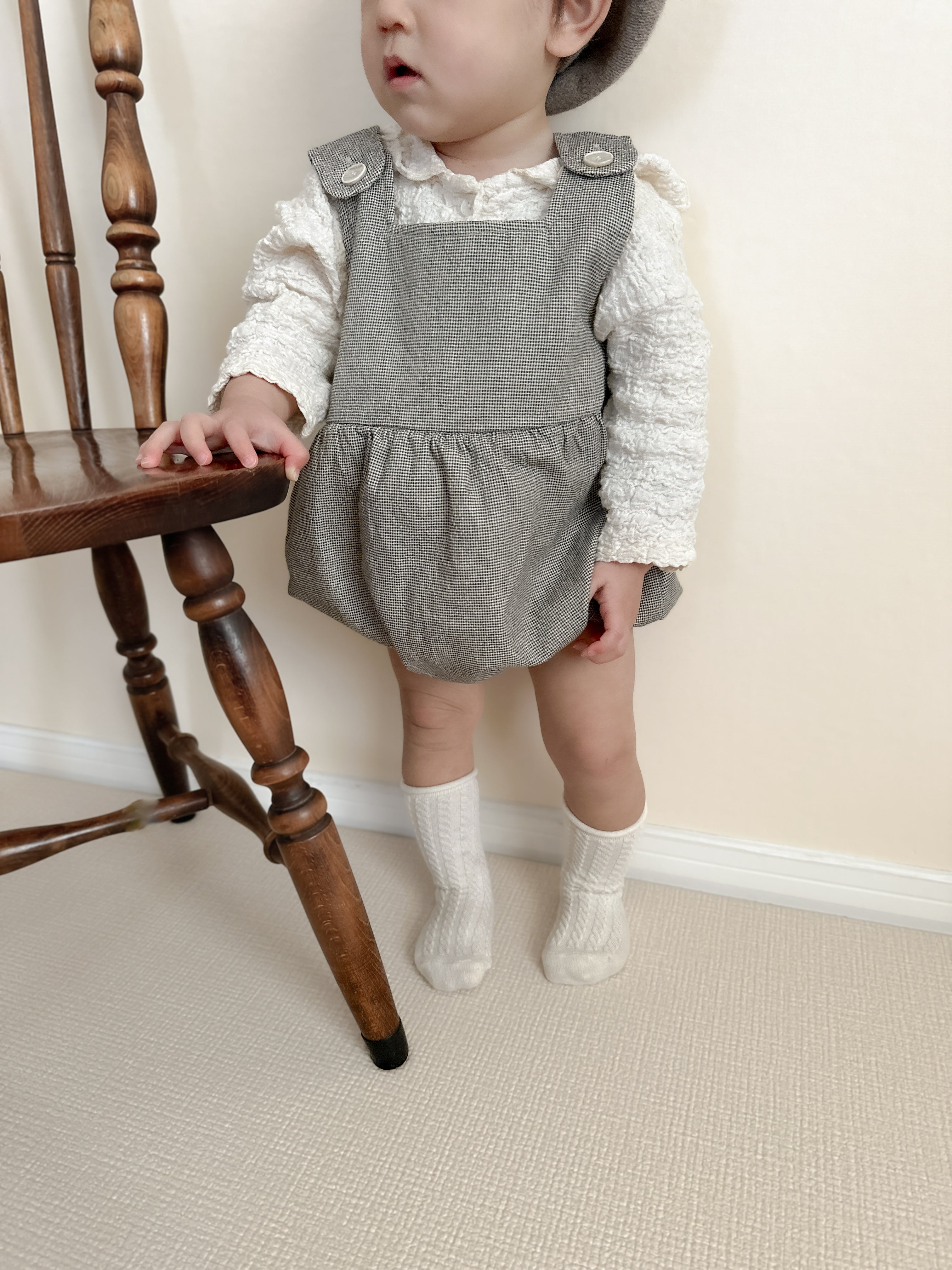 Mini check rompers