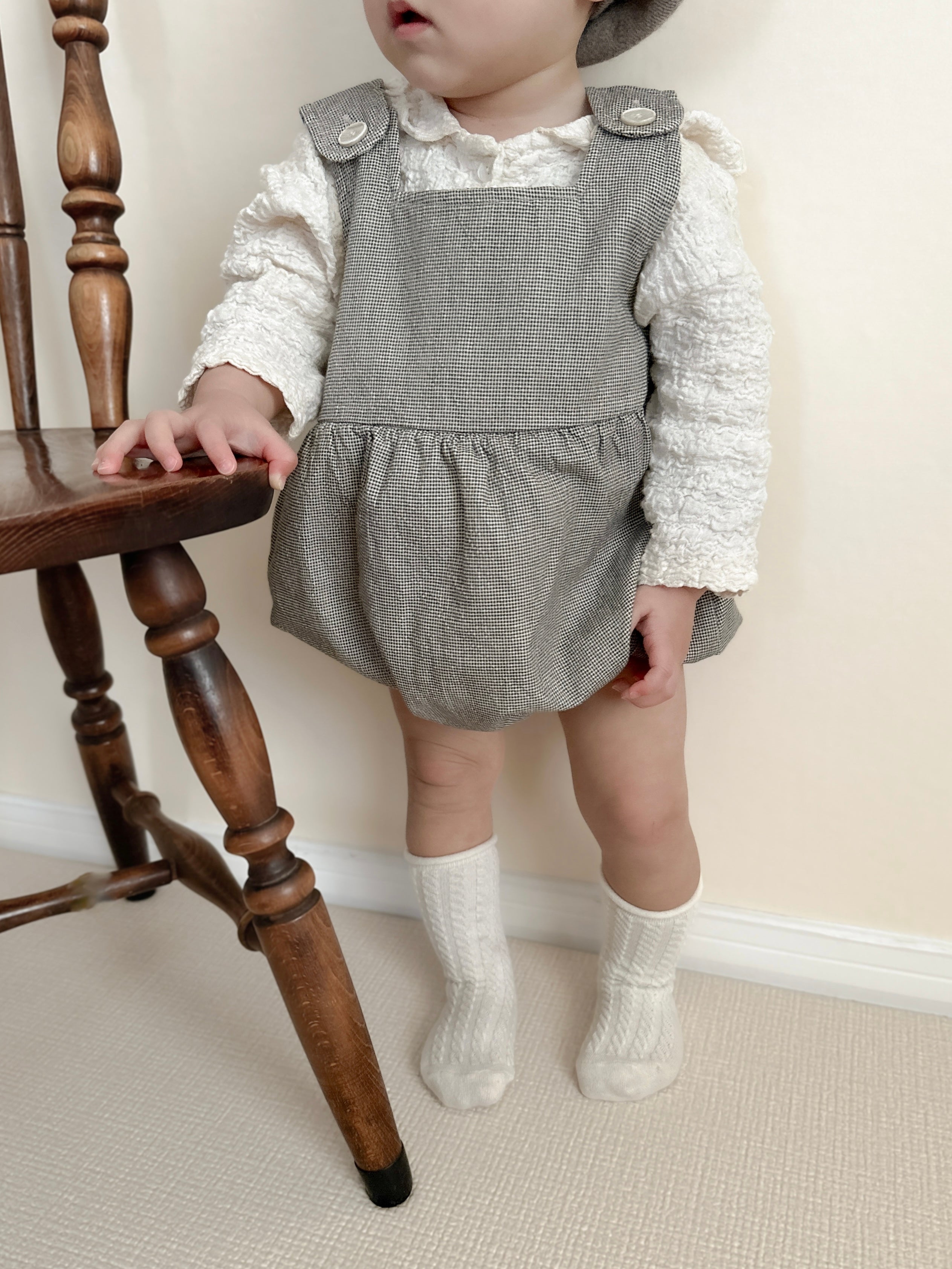Mini check rompers