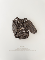 Petit check frill blouse
