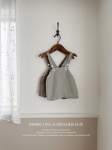 Stripe line suspender suit