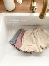 Corduroy frill pants