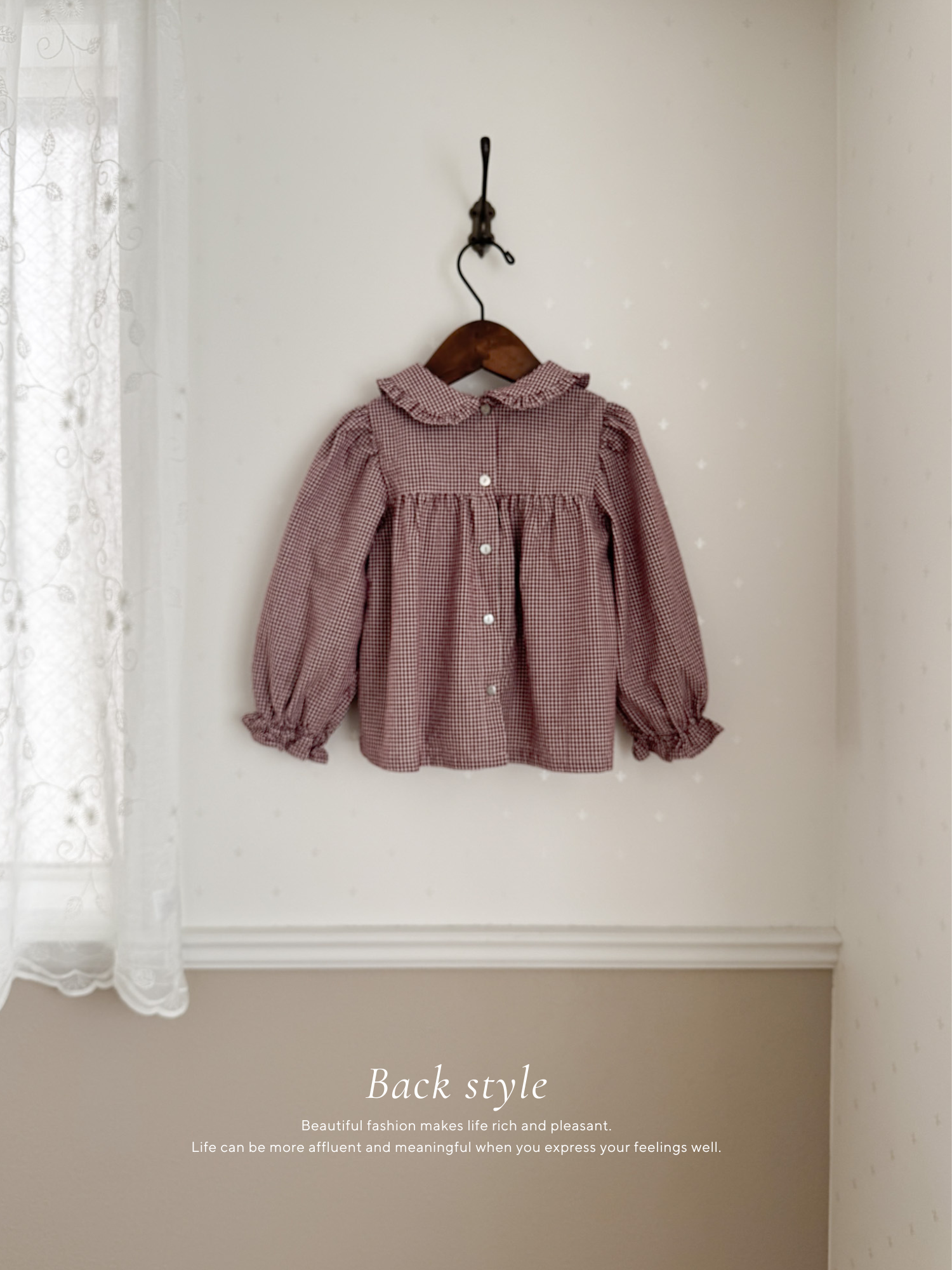 Candy frill check blouse