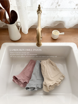 Corduroy frill pants