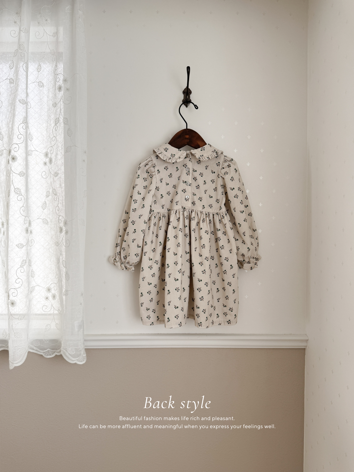 Baba flower corduroy one-piece