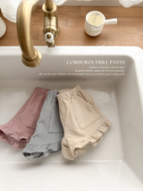 Corduroy frill pants